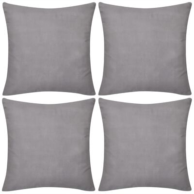 vidaXL Калъфки за възглавници, 4 бр, памук, 40 x 40 см, сиви