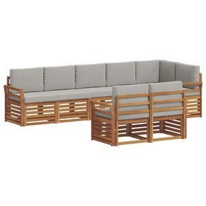 vidaXL Комплекти дивани с възглавница 8 pcs Естествено и светло сиво
