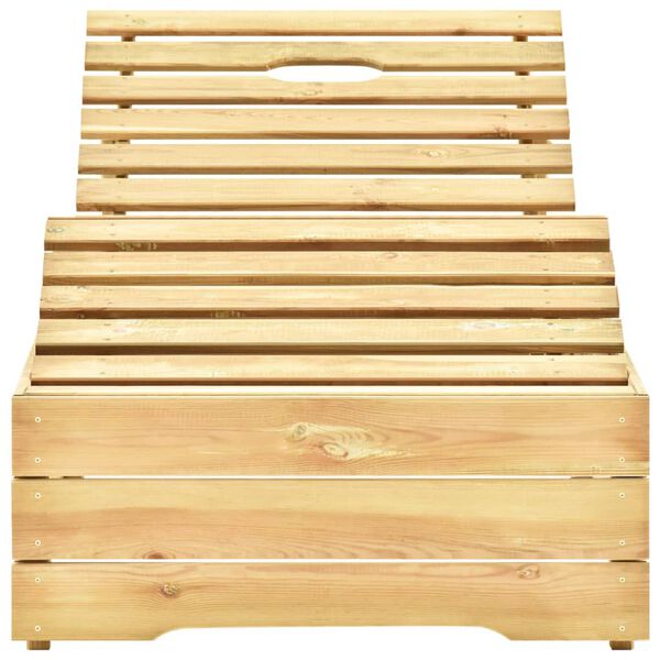 vidaXL Шезлонг с червена възглавница, импрегниран бор