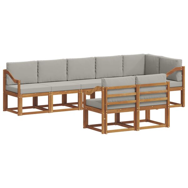 vidaXL Комплект дивани за открито 8 pcs Естествено и светло сиво