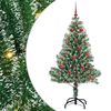 vidaXL Изкуствена коледна елха със сняг и LED светлина 150 cm