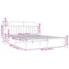 vidaXL Метална рамка за легло с горна табла, бяла, 180x200 см