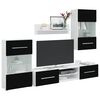 vidaXL 5 броя ТВ шкафове с LED осветление Матово черно инженерно дърво
