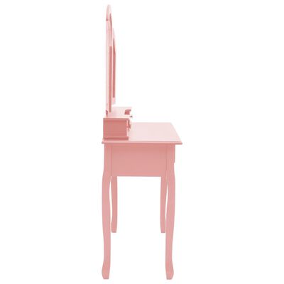 vidaXL Комплект тоалетка с табуретка, розов, 100x40x146 см, пауловния