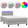 vidaXL Боксспринг легло с матрак и LED, светлосиво, 120x200 см, плат