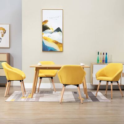 vidaXL Трапезни столове, 4 бр, жълти, плат