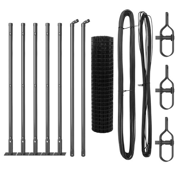 vidaXL Ограда с пост Сив 0,4 x 10 м Стомана и PVC