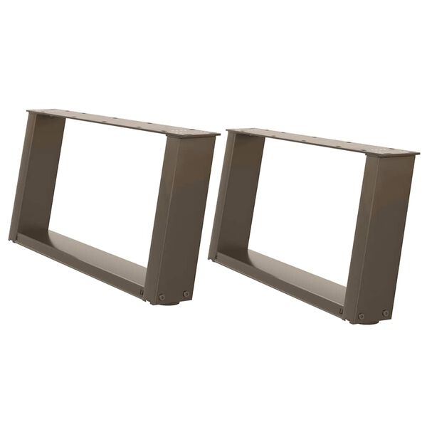 vidaXL Крака за масичка за кафе, U-образни, 2 бр., естествена стомана, 60 x (30-31) см, стомана