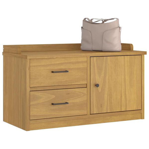 vidaXLL Пейка за антре SANDNES 87x40x50 cm Масивна дървесина Бор