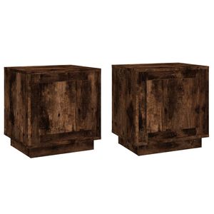 vidaXL Нощни шкафчета 2, бр опушен дъб, 44x35x45 см, инженерно дърво