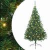 vidaXL Изкуствена коледна елха с подсветка Зелен 240 cm ПВЦ