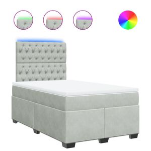 vidaXL Боксспринг легло с матрак, светлосиво, 120x200 см, кадифе