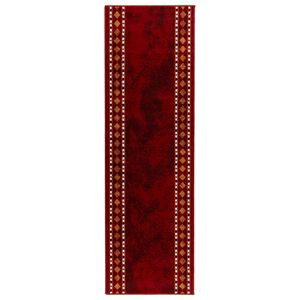 vidaXL Килим с пътека FLORNES Тъкан Червено Диаманти 67 x 150 cm ПП