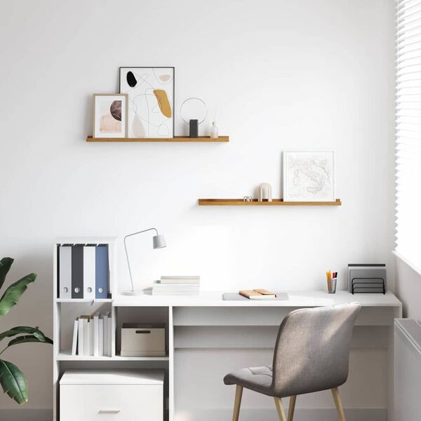 vidaXL Стенен рафт с рафт 2 pcs Бежово 80 x 9 x 3 cm Инженерно дърво