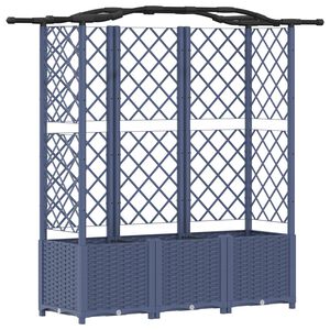 vidaXL Повдигнато легло с решетка и покривка Сиво 163 x 40 x 138 см ПП