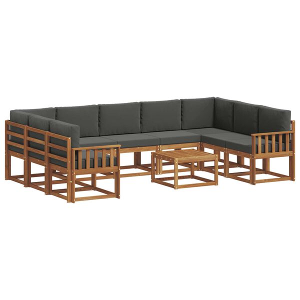 vidaXL Комплект дивани за открито 10 pcs Натурален и Антрацит