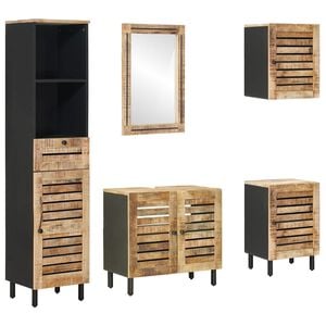 vidaXL Комплект шкафове за баня 5 бр. Натурално 38 x 33 x 160 см