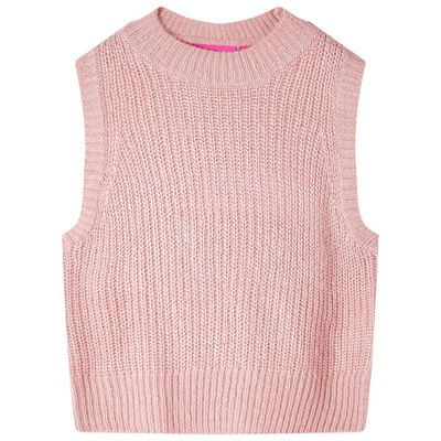 Детски пуловер елек, плетен, светлорозов, 92