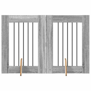 vidaXL Врата за кучета с поставки 2 pcs Сива сонома 60 x 80 cm