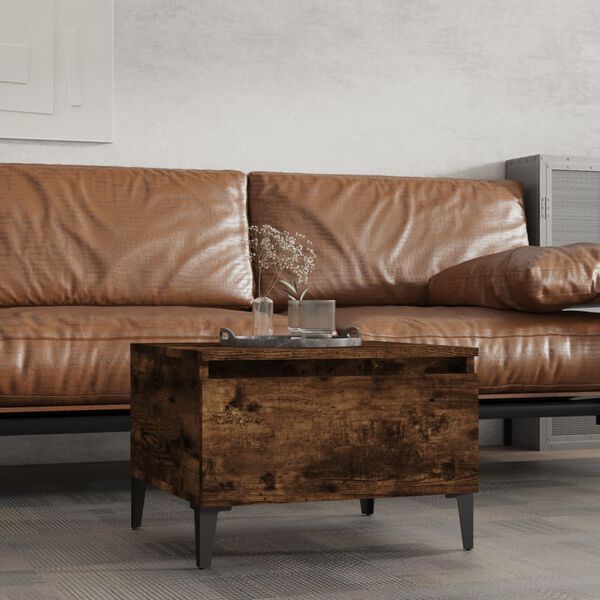 vidaXL Странична маса, опушен дъб, 50x46x35 см, инженерно дърво