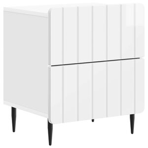 vidaXL Нощен шкаф Бял гланц 43 x 34,5 x 49,5 см Инженерна дървесина