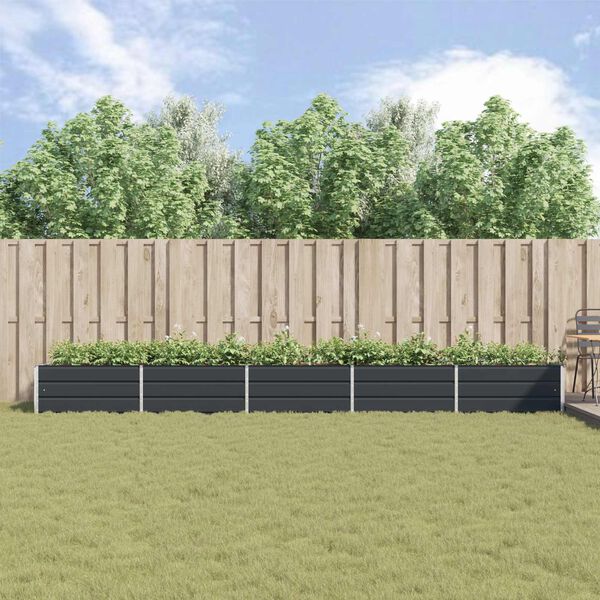 vidaXL Кашпа Антрацит 195 x 100 x 45 см Галванизирана стомана