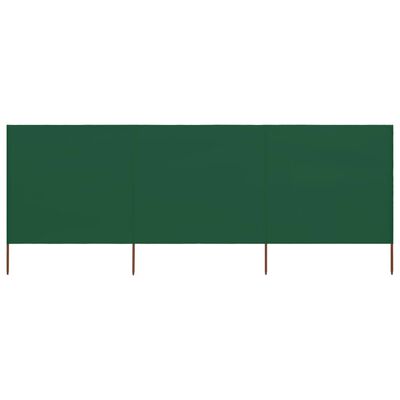 vidaXL Параван против вятър от 3 панела, текстил, 400x120 см, зелен