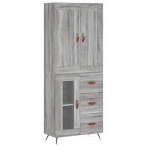 vidaXL Висок шкаф, сив сонома, 69,5x34x180 см, инженерно дърво