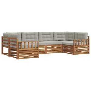 vidaXL Комплект дивани за открито 6 pcs Естествено и светло сиво