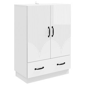 vidaXL Служебен шкаф Бял гланц 66 x 34,5 x 92 см Инженерна дървесина