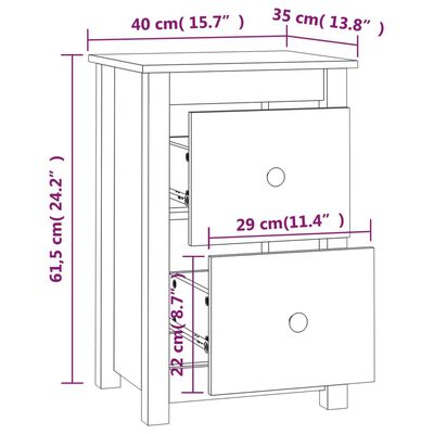 vidaXL Нощни шкафчета, 2 бр, сиви, 40x35x61,5 см, борово дърво масив