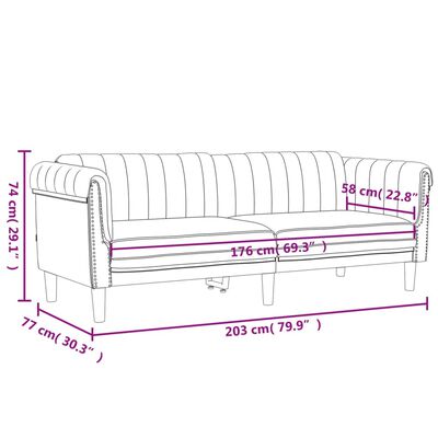 vidaXL 3-местен диван, светлосив, кадифе
