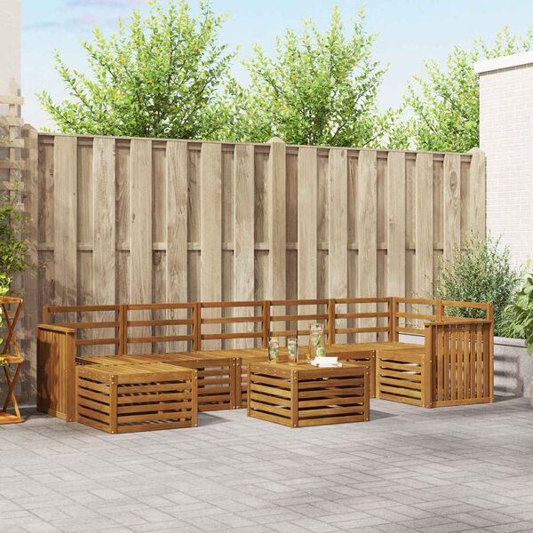 vidaXL Комплекти дивани 8 pcs Естествен Солидно акациево дърво