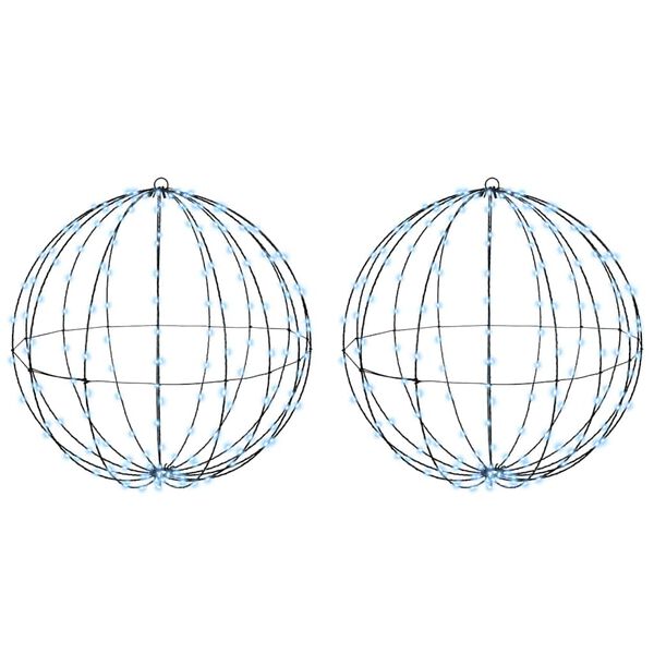 vidaXL Топка с 384 LED светодиода 2 pcs Студено бяло 60 cm Метал