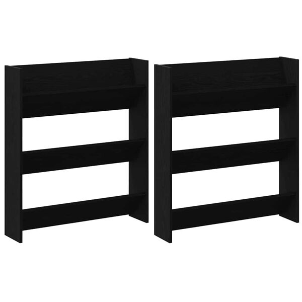 vidaXL Шкаф за обувки 2 pcs Черния дъб 85 x 18 x 90 см Инженерно дърво