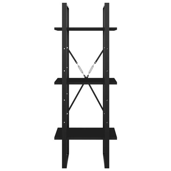 vidaXL 3-етажна библиотека, черна, 40x30x105 см, инженерно дърво
