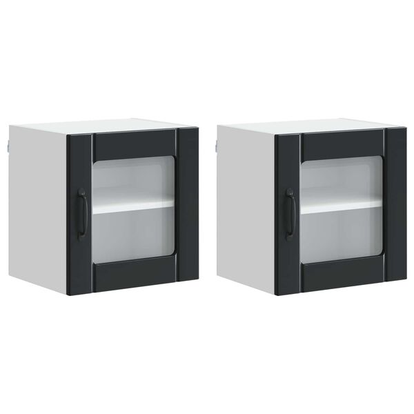 vidaXL Кухненски шкаф 2 pcs Черно 40 x 31 x 40 см Инженерно дърво