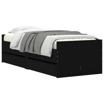 vidaXL Рамка за легло с чекмеджета черно 75x190 см Small Single