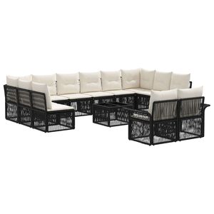 vidaXL Градински Софа Комплект 13 pcs Черно полиратан