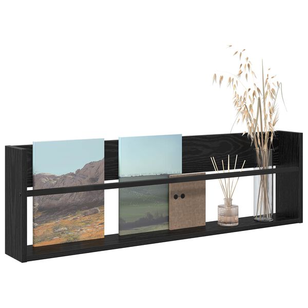 vidaXL Етажерка за списания с рафт Черния дъб 100 x 12 x 30 см