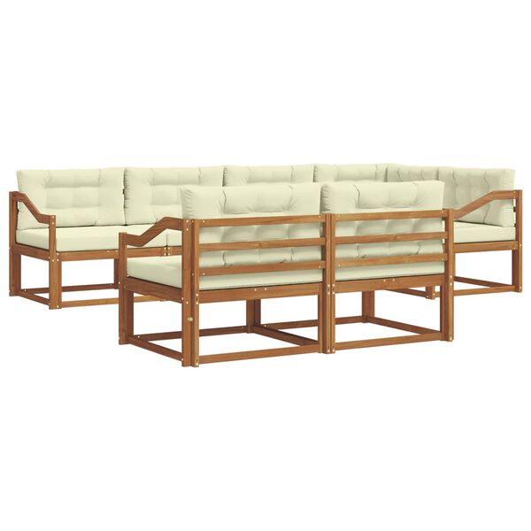 vidaXL Комплект дивани за открито 7 pcs Натурален и Крема