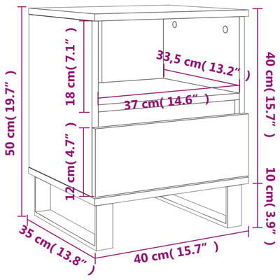 vidaXL Нощни шкафчета, 2 бр, сонома дъб, 40x35x50 см, инженерно дърво