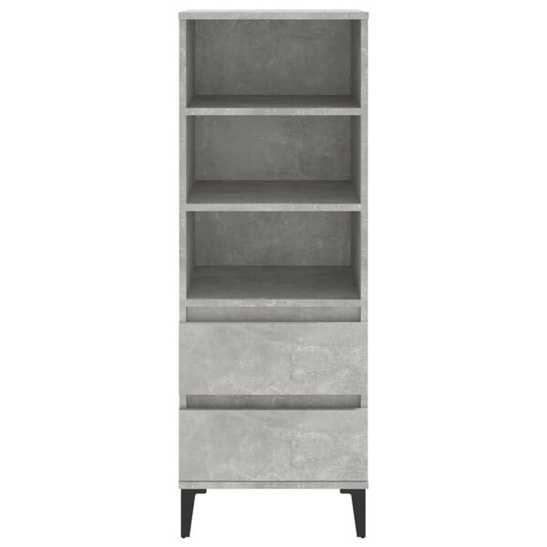 vidaXL Висок шкаф, Бетонно сиво, 40x36x110 см, инженерно дърво