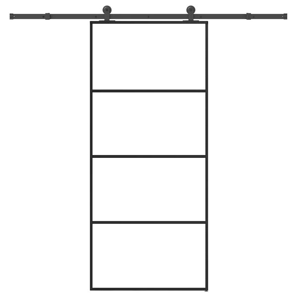 vidaXL Плъзгаща се врата с обков 90x205 см ESG стъкло и алуминий