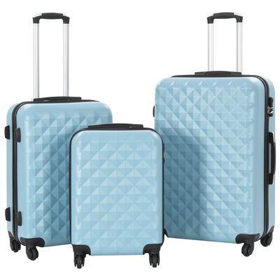 vidaXL Комплект твърди куфари с колелца, 3 бр, сини, ABS