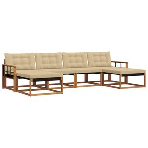 vidaXL Комплект дивани за открито 6 pcs Натурален и Бежов
