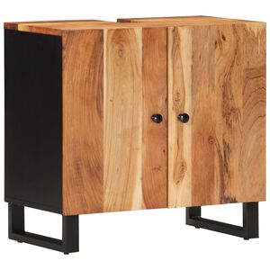 vidaXL Шкаф за мивка, 62x33x58 см, масивно акациево и инженерно дърво