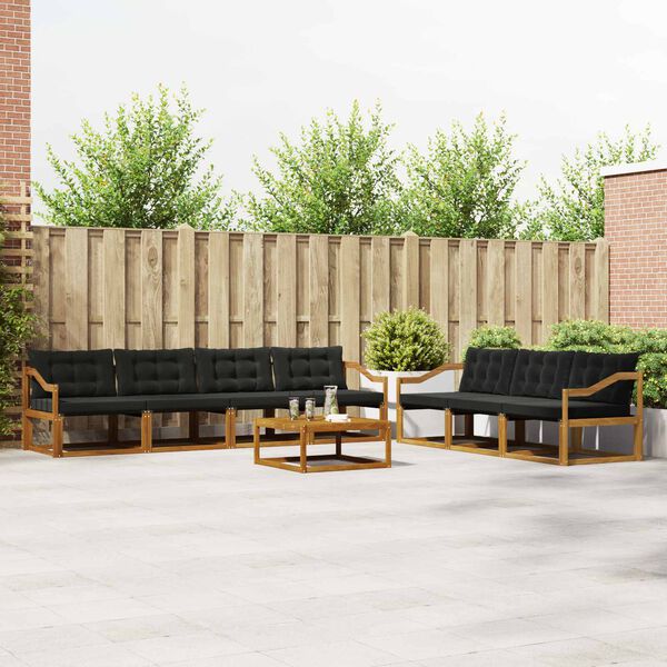 vidaXL Комплект дивани за открито 8 pcs Естествено и черно