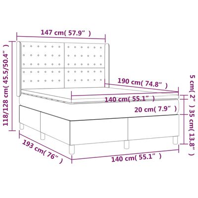 vidaXL Боксспринг легло с матрак и LED, розово, 140x190 см, кадифе