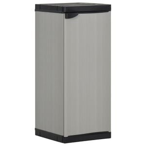 vidaXL Градински шкаф за съхранение с 1 рафт сиво-черен 35x40x85 см